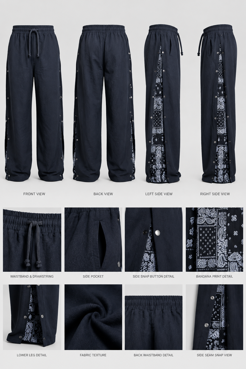 BANDANA SPLIT BAGGY SWEATPANTS