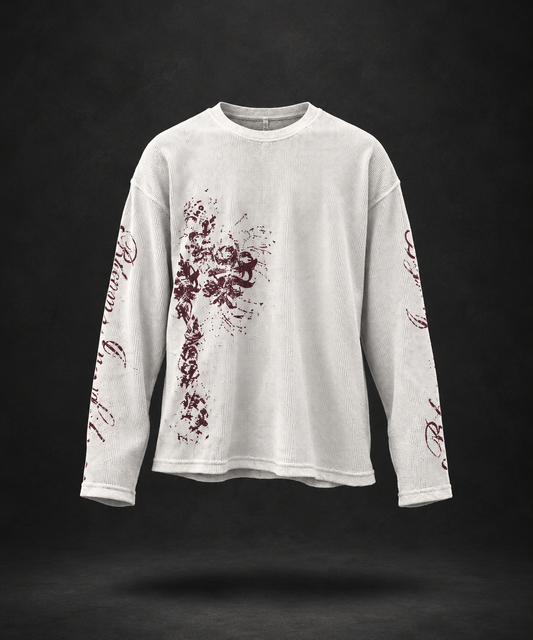 BLOOM IN SILENCE WAFFLE TEE - WHITE