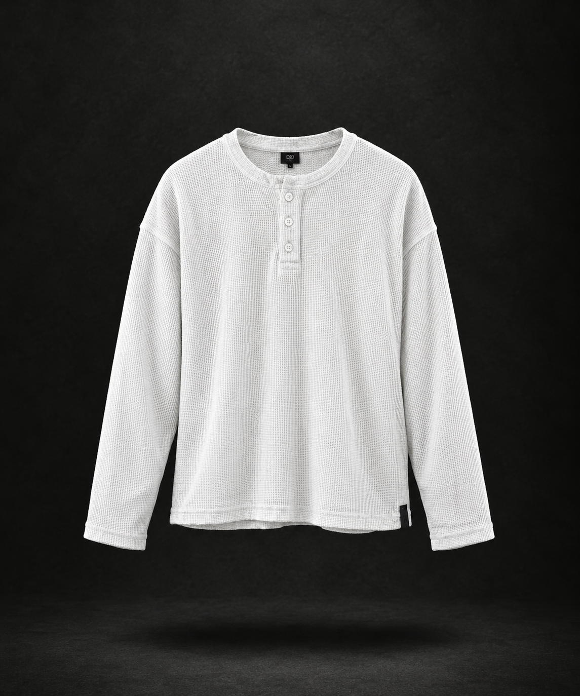 ESSENTIAL WAFFLE HENLEY - WHITE
